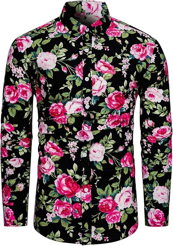 Beach Floral Mens Long-sleeve Shirt