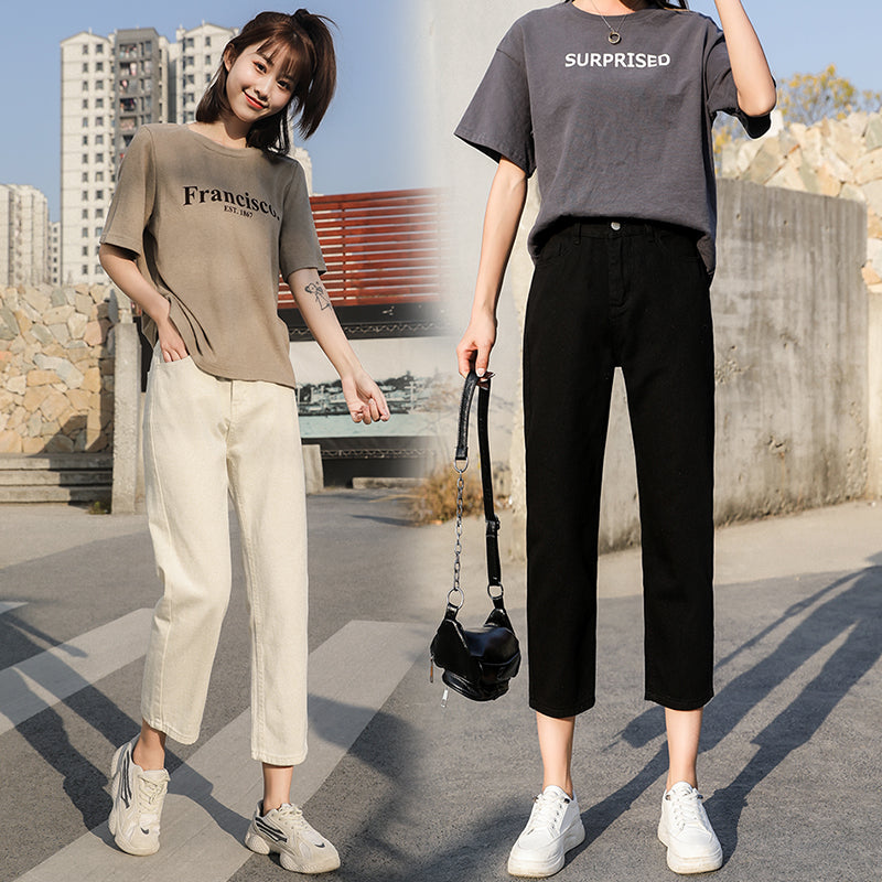 High Wear With White Slimming High Waist Straight Pants