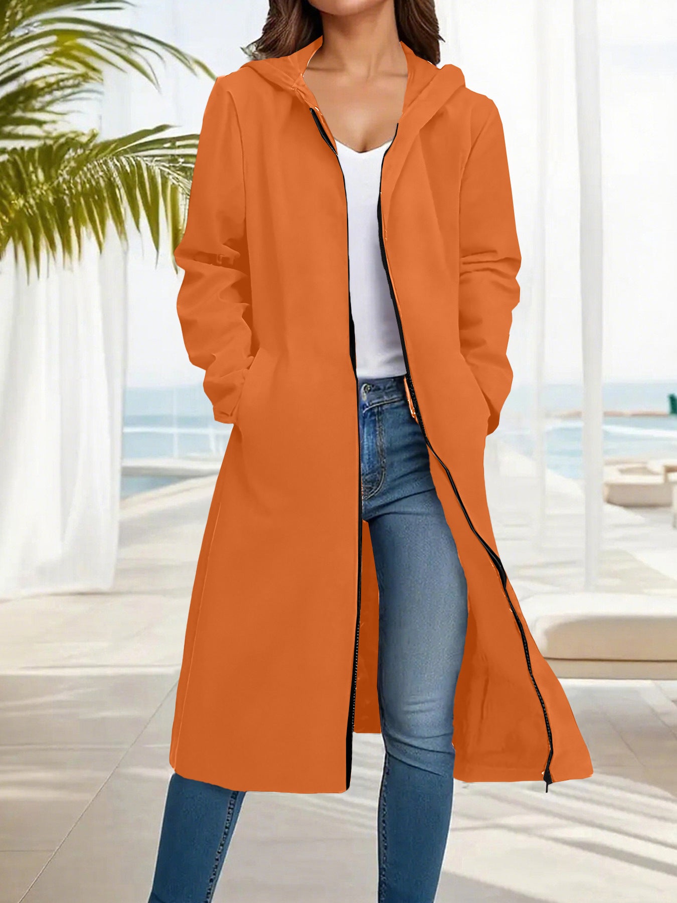 Fashionable Simple Comfortable All-match Slimming Hooded Coat