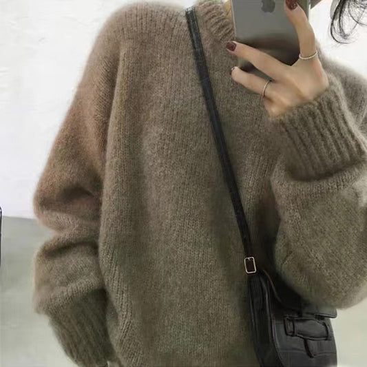 Women's Round Neck Straight Plus Size Thick Pullover Loose Sweater