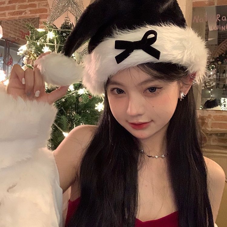 Red Bow Christmas Hat Headwear For Women