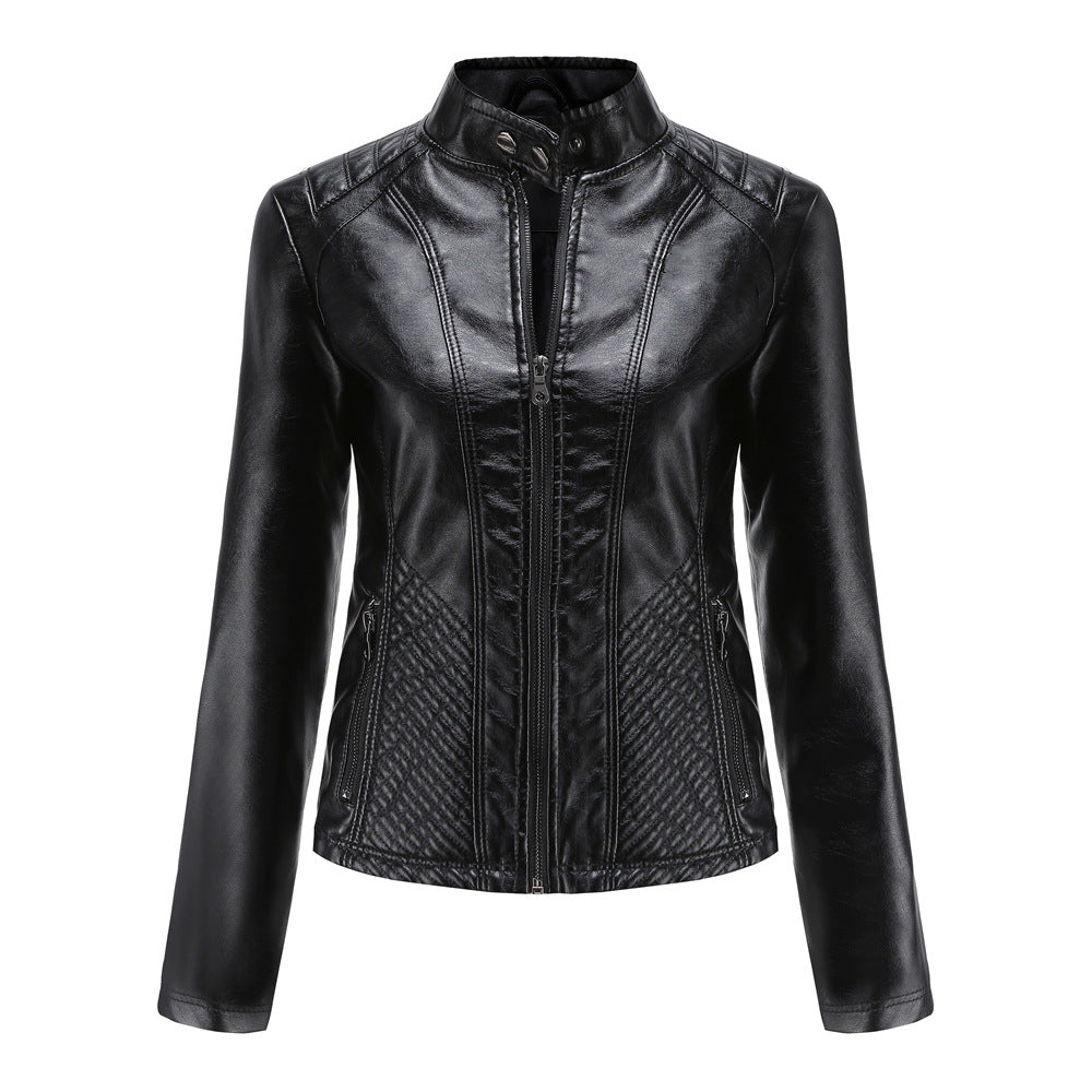Autumn And Winter Casual Leather  Coat Long-sleeved Motorcycle Jacket