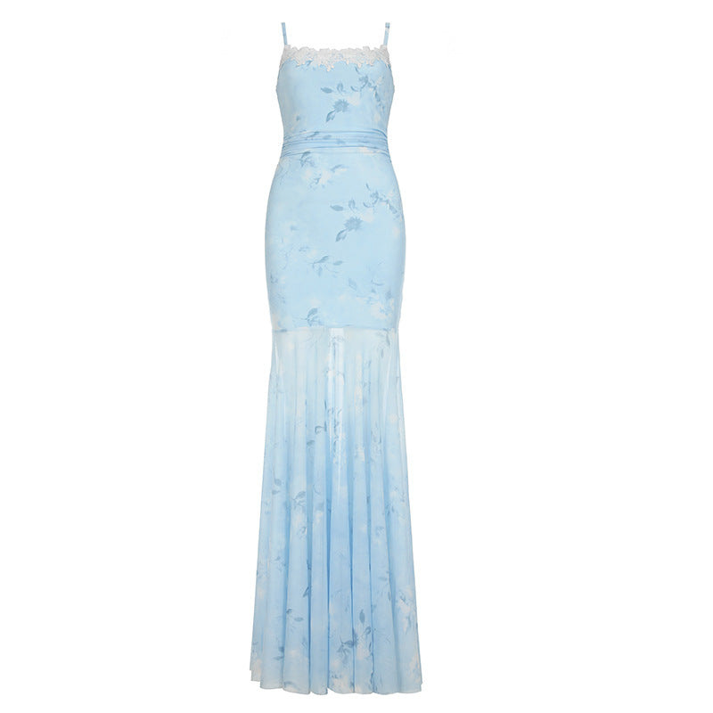 Hip Lifting Semi-permeable Mesh Long Dress