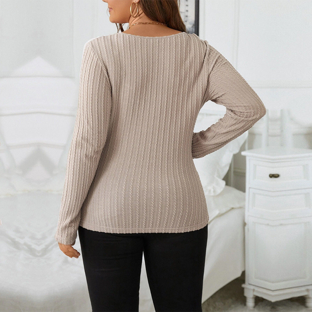 Women's Slimming Waffle Knit Long Sleeve Henley Top