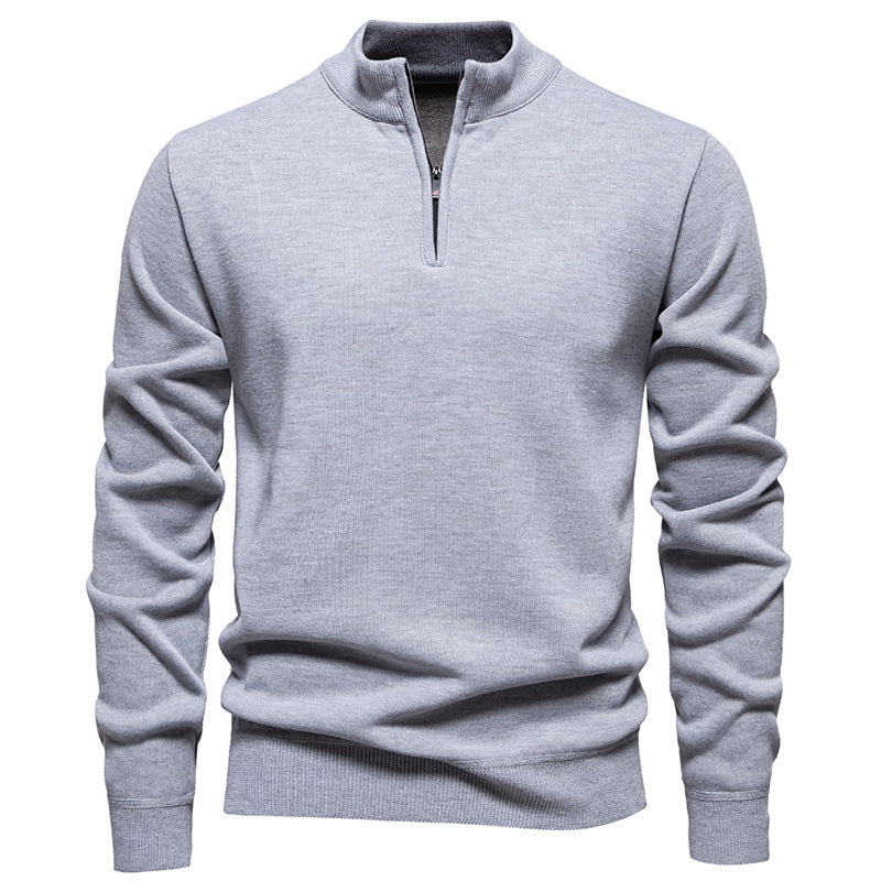 Casual Men's Solid Color Half-zip Sweater