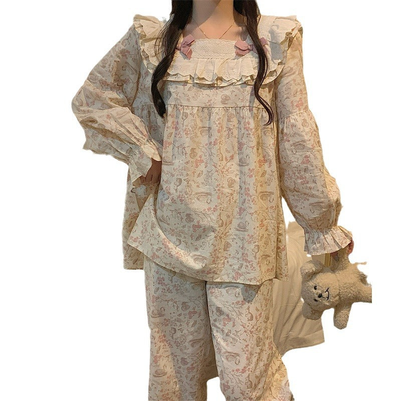 Sleep Dress Extra-thick, Sweet Designperfect For Wearing Outside As Cozy Long-sleeve Loungewear