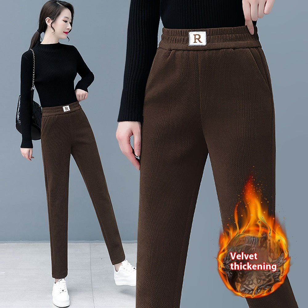 Warm Velvet Padded Thickened Bejirog Casual High Waist Slimming Skinny Pants
