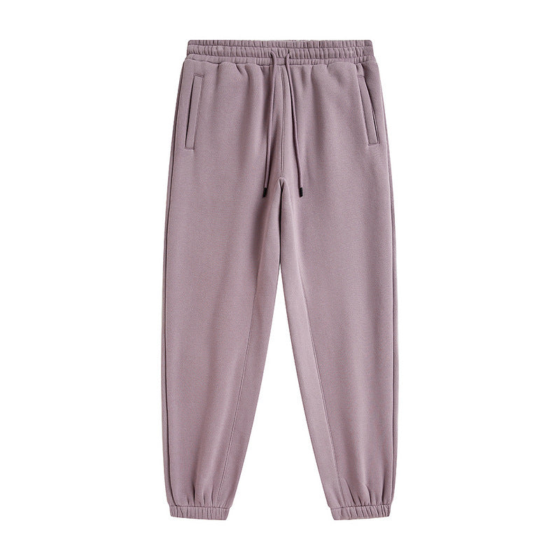 Plus Fleece Clean Color Pinched Foot Drawstring Sweatpants