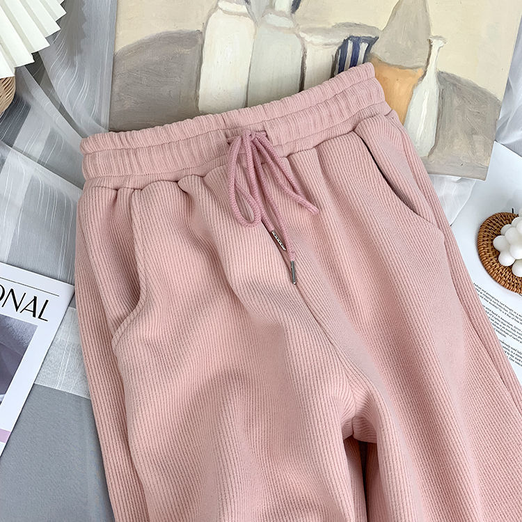 Large Size Women's 300 Jin Plus Fleece Thickened Bundle Feet Haren Pants