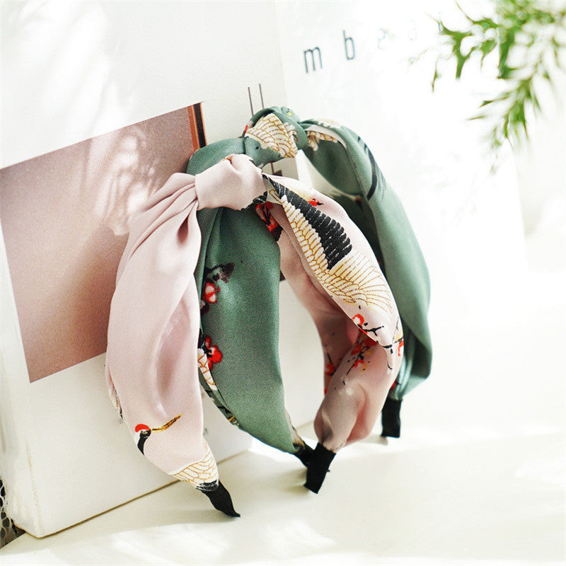 Retro Japanese Style knotted Headband Korean Print