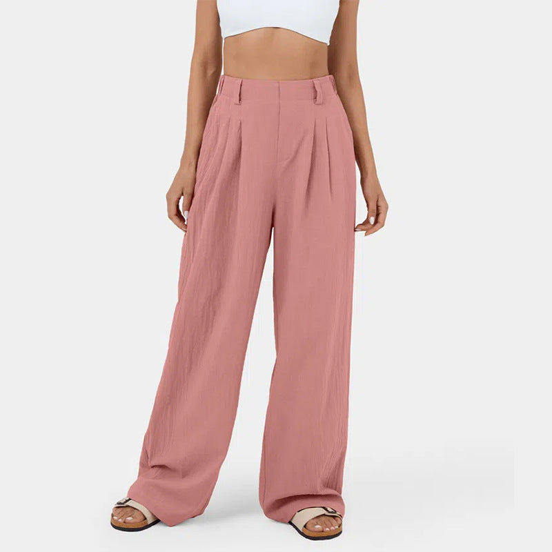 Women's Cotton High Waist Wide Leg Pants