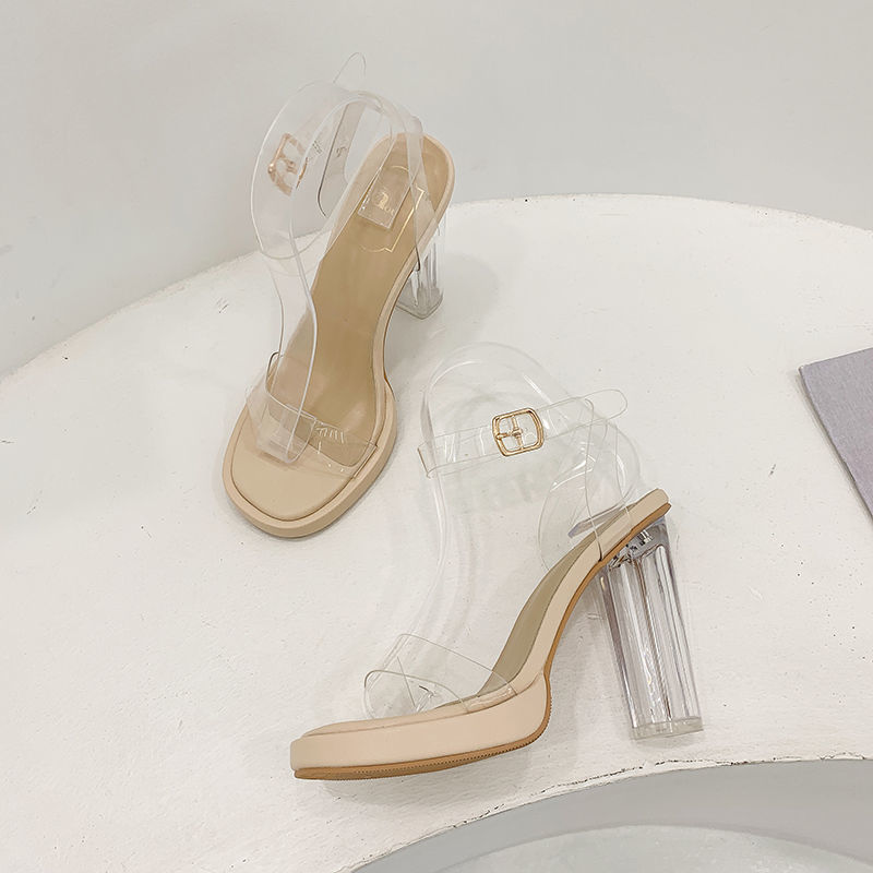 Women's Chunky Heel Transparent Fashion Sandals With High Heels
