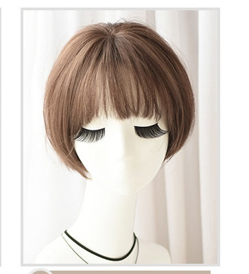 Wig female short hair Korean air bangs bobo wave head realistic chemical fiber wig headgear