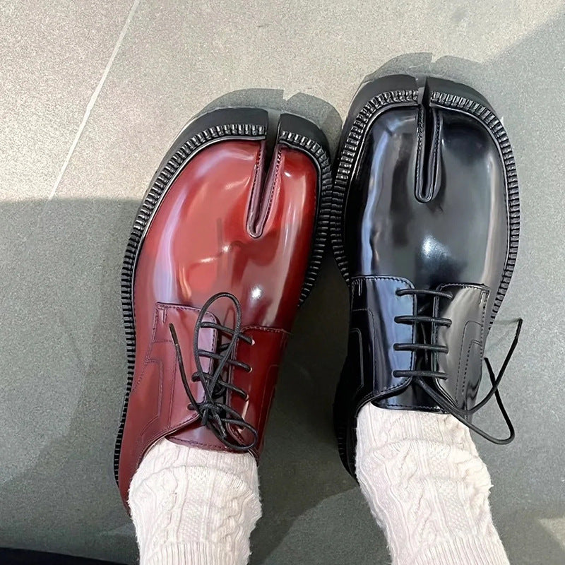 Autumn New Authentic Leather Split-toe Shoes Slip-on