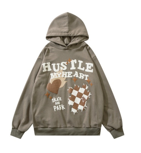 Hip Hop Cartoon Foam Print Retro High Street Hoodie