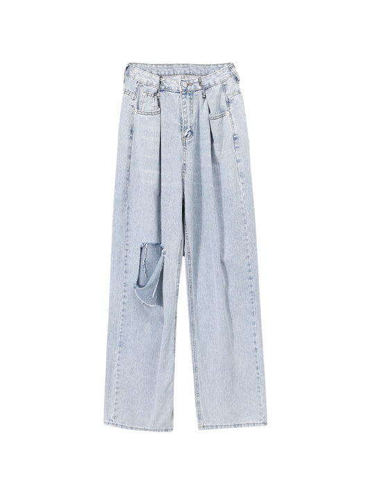 Women's ripped wide-leg jeans