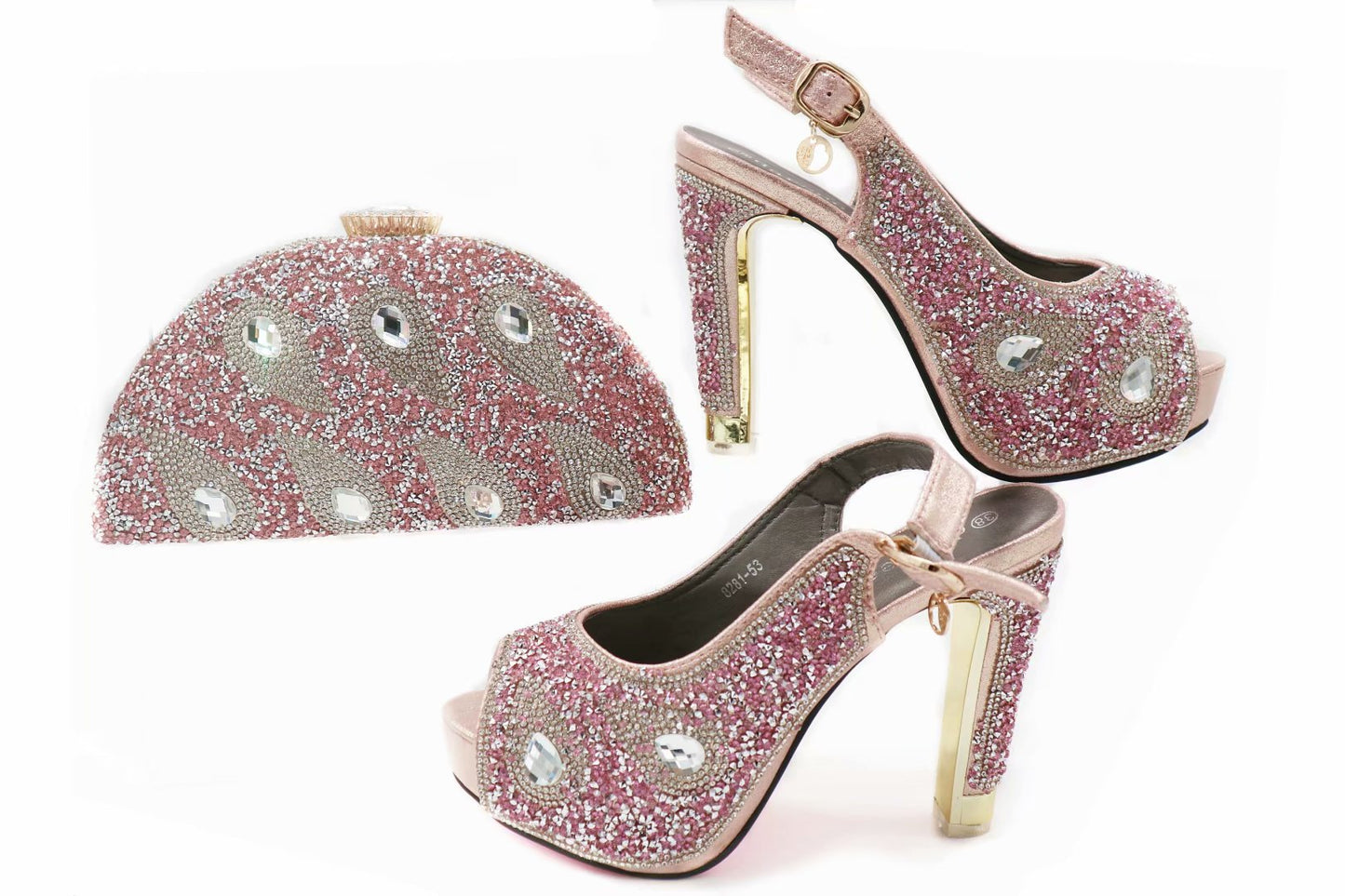 Burgundy Stiletto High Heels Fish Mouth Shoes With Rhinestones