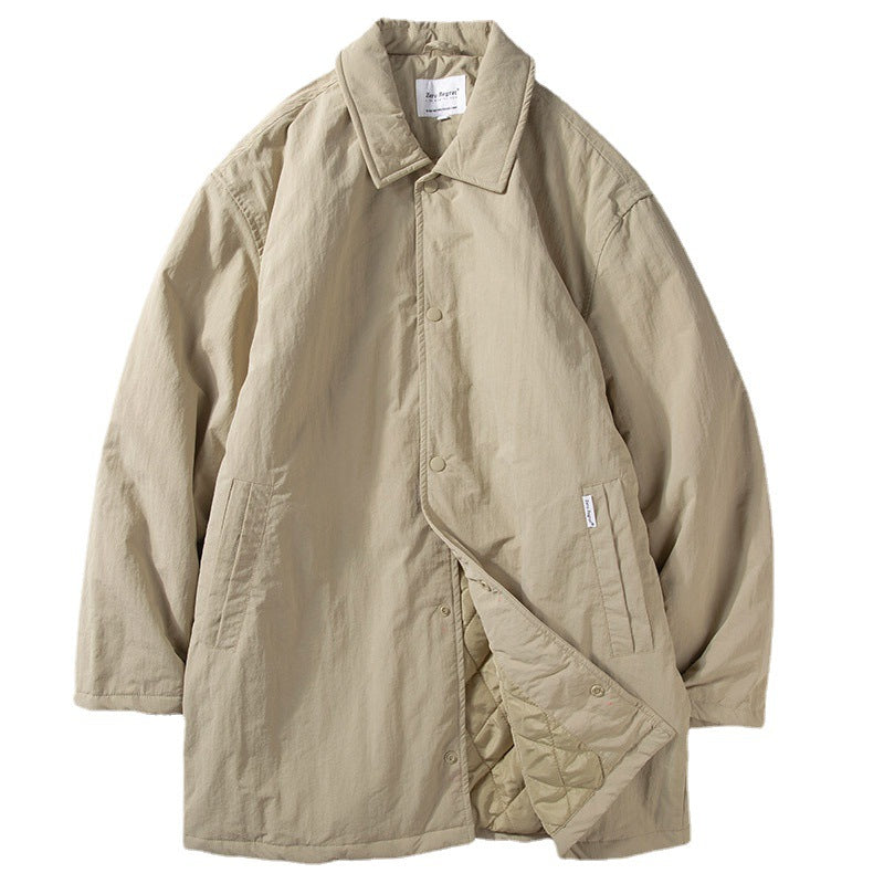 Retro Revers Herre Mellemlang Termisk Vatteret Trenchcoat