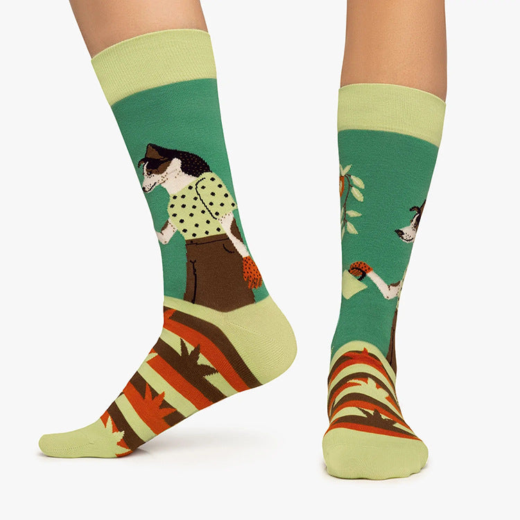 Creative Cartoon Dog Animal Trendy Jacquard Cotton Socks
