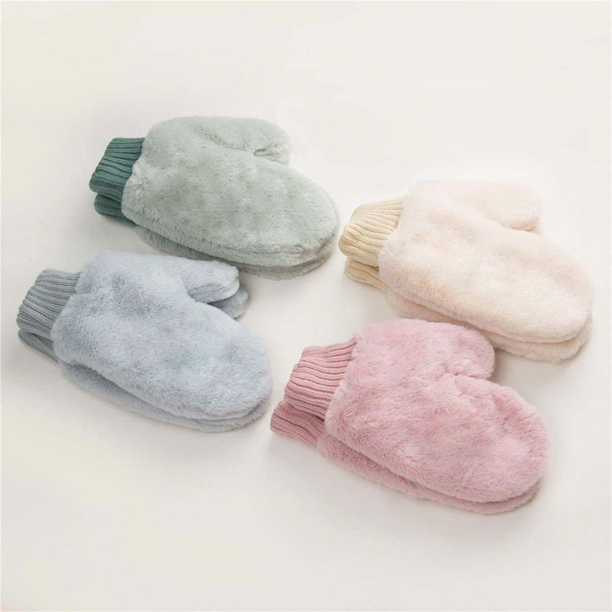 New Candy-colored Rabbit Plush Halter Gloves