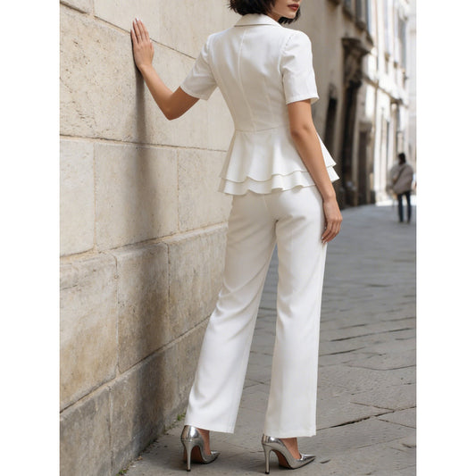 New Solid-color Short-sleeve Blazer Two-piece Set