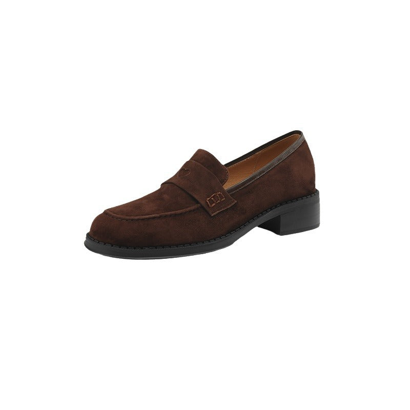 Sheepskin Chunky Heel Pumps Women Spring Concise
