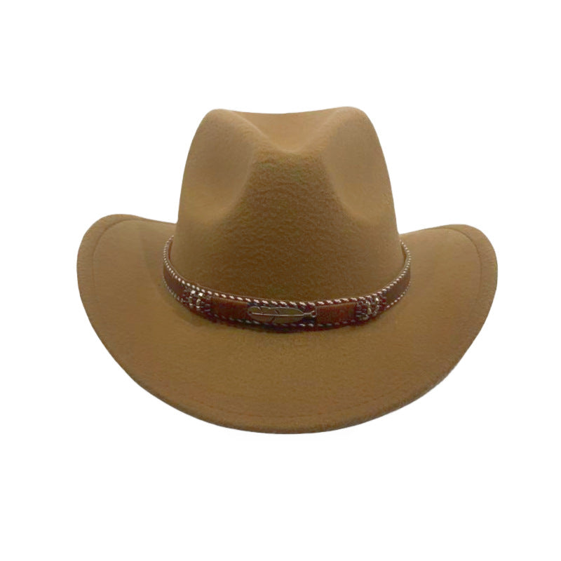 Curling Cowboy Hat Men's And Women's Leaf Belt Fur Felt Hat