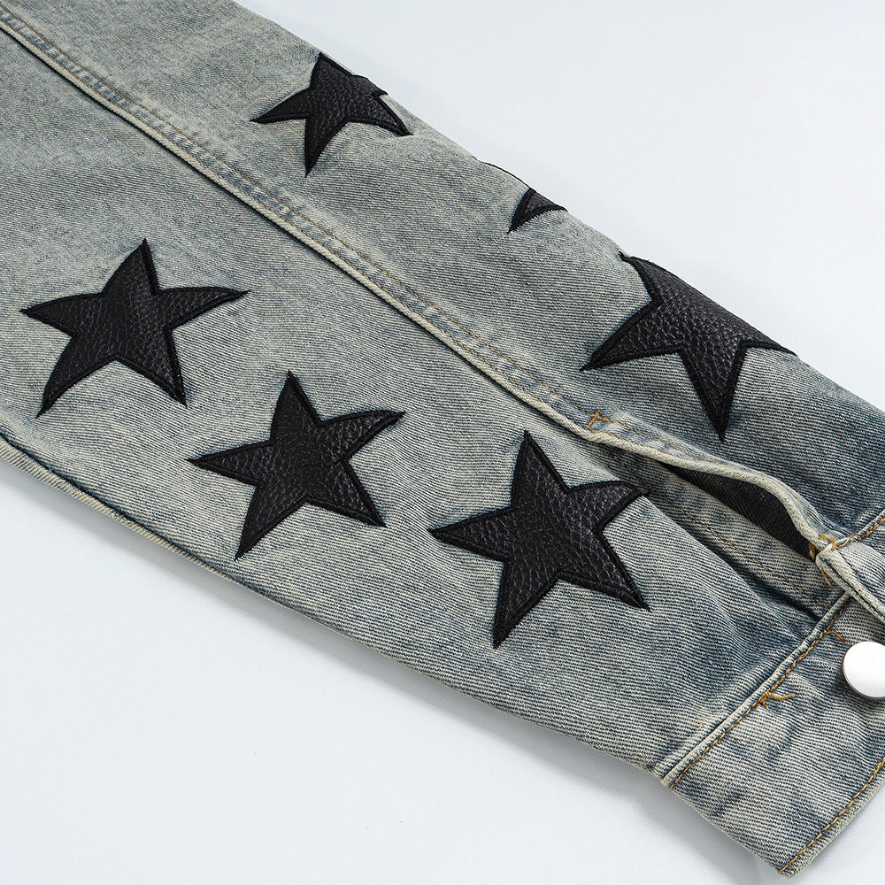 XINGX Veneer Embroidery Stitching Denim Clothes Jacket