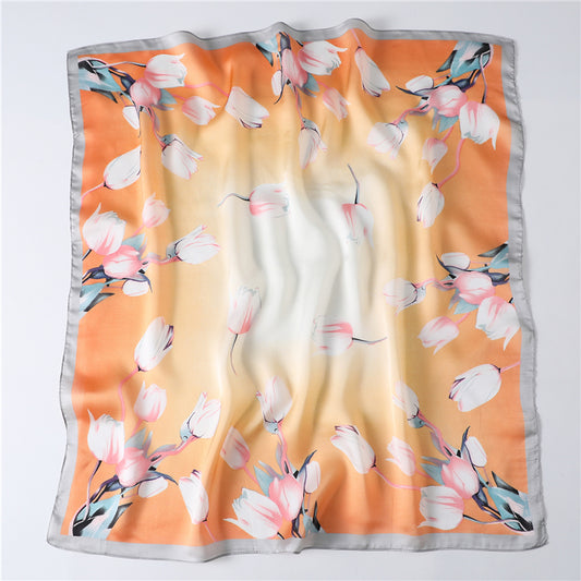 Floral fashion all-match silk scarf