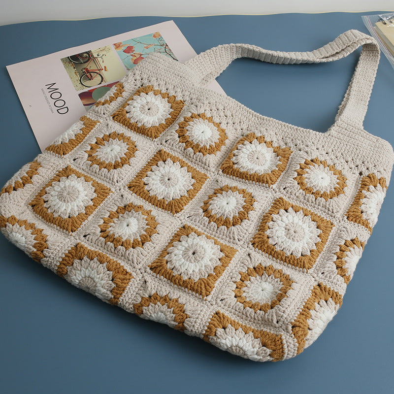 Handwoven Grandmother's Checkered Shoulder Bag