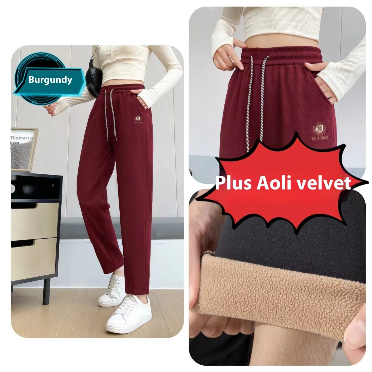 Damebukser Høj Talje Cropped Bukser Afslappede