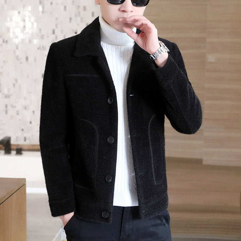 Thickened Men's Woolen Overcoat Trend Mink Woolen Jacket Short Jacket
