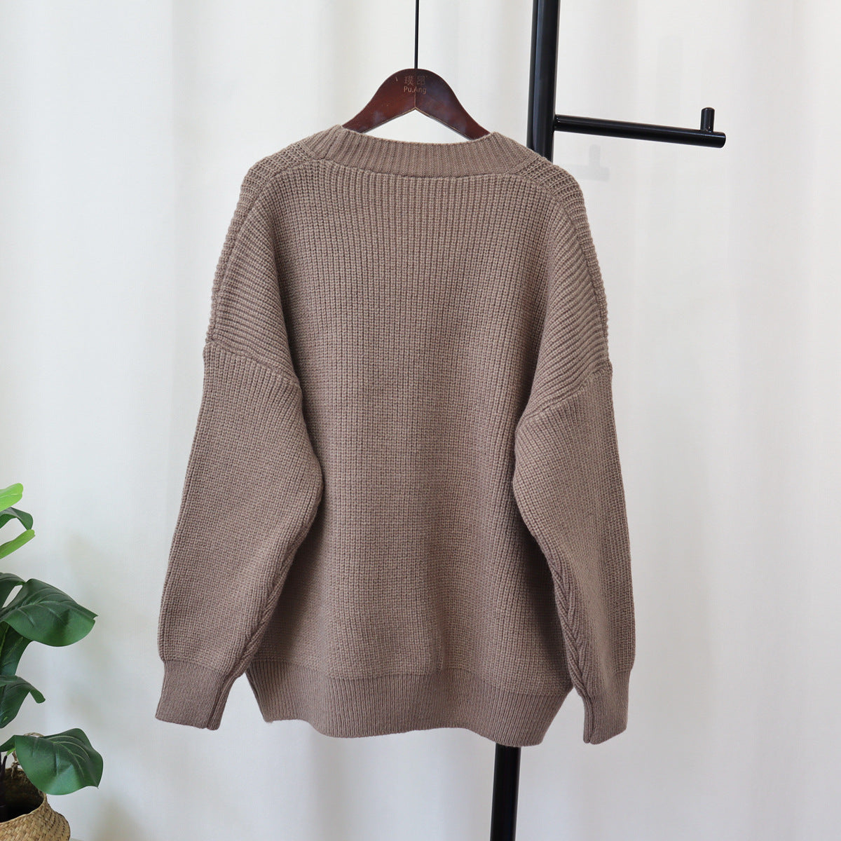 Denim Pocket Knitted Cardigan Loose Design Temperament Versatile Sweater Coat