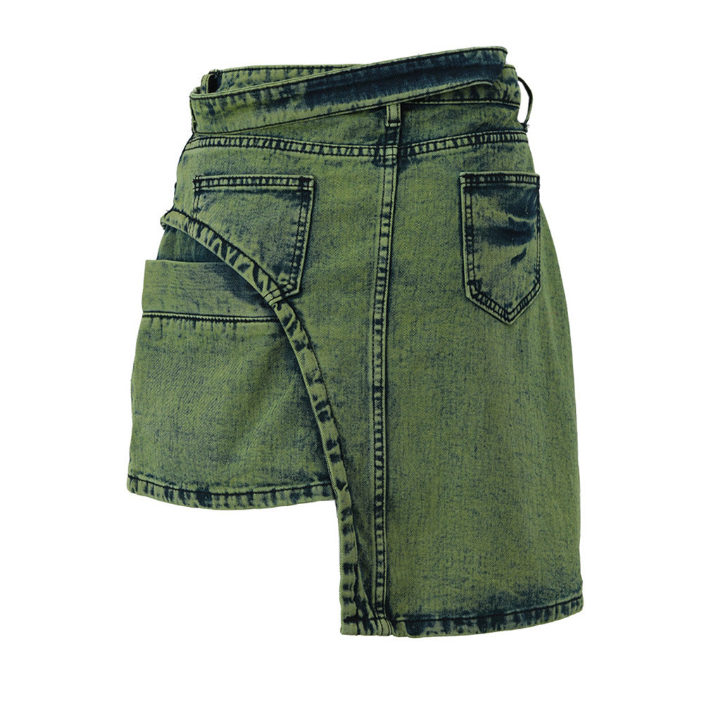 Women's Fashion Stitching Irregular Denim Skirt