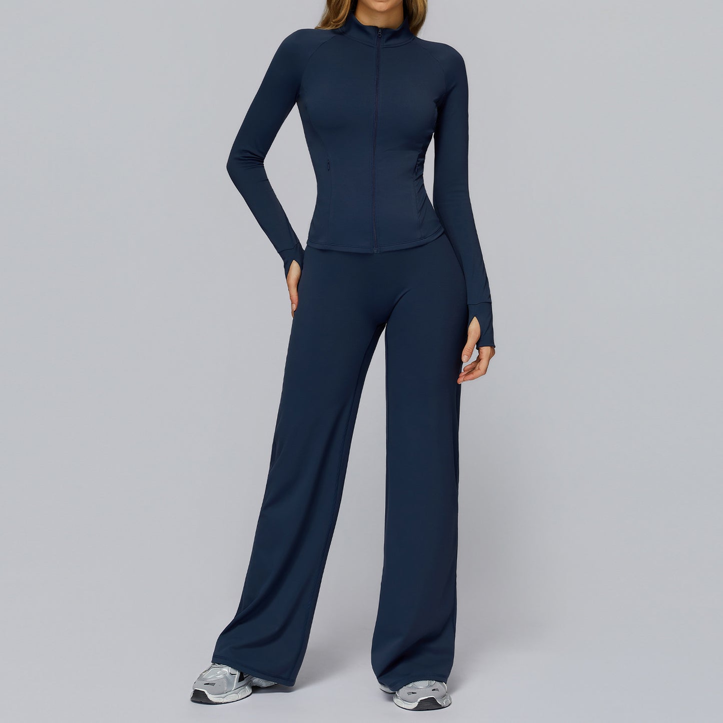 Women's Brushed Fabric Tight Top And Pants Casual Sports Suit