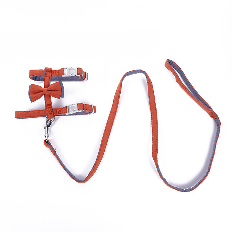 Pet Cat Bow Color-blocked Cotton-filled Leash