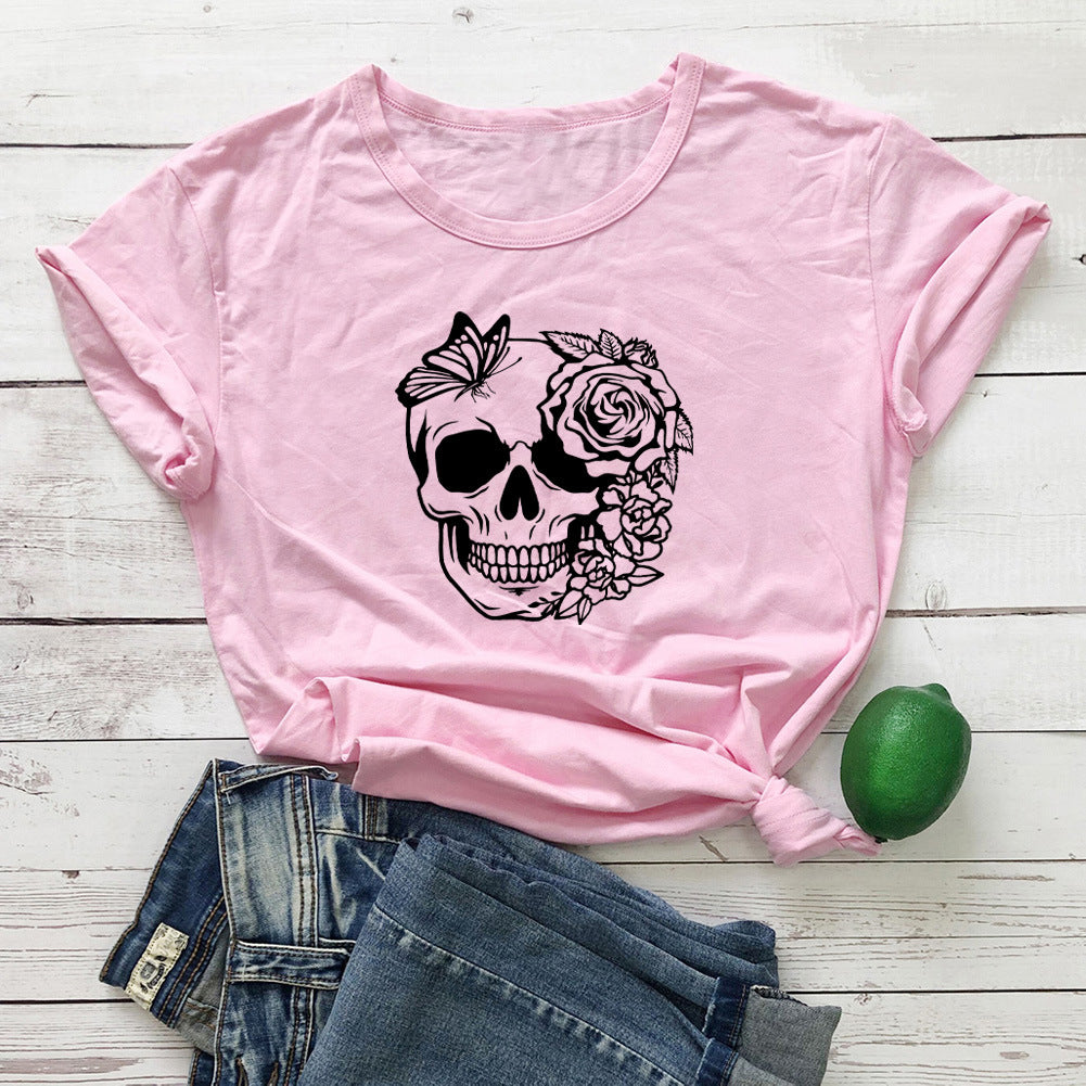 Women's Fashion Print Letter Short Sleeve Top