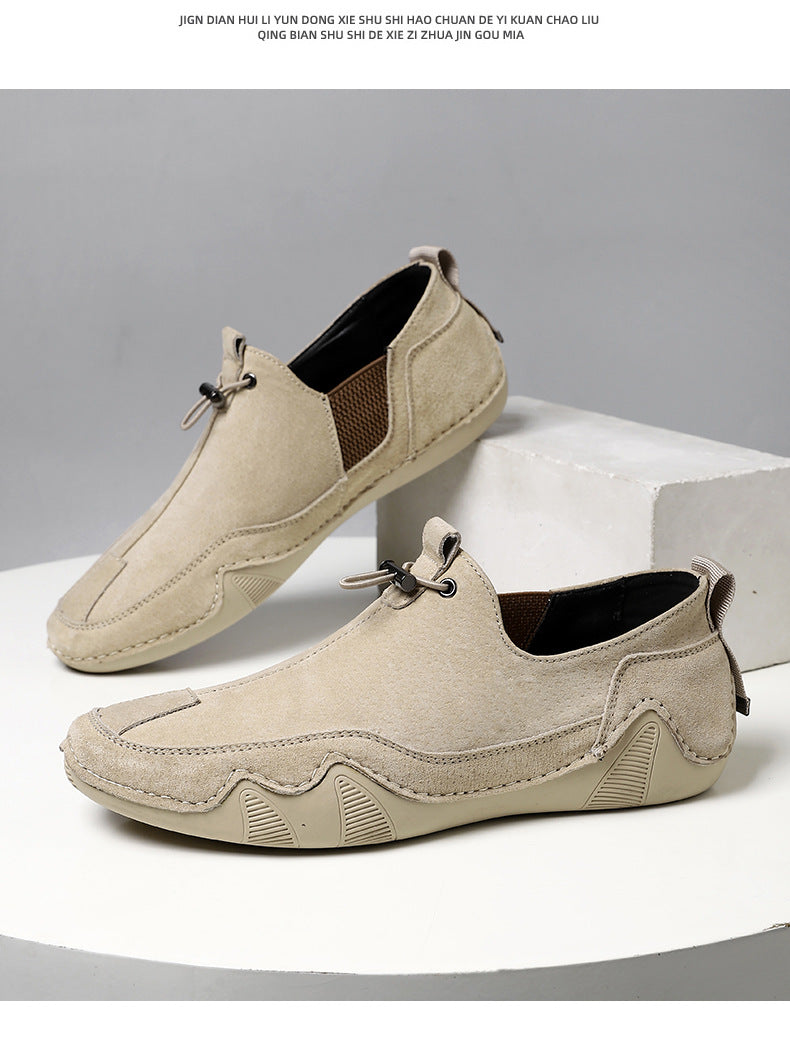 Herresko i læder, afslappede, åndbare, slip-on