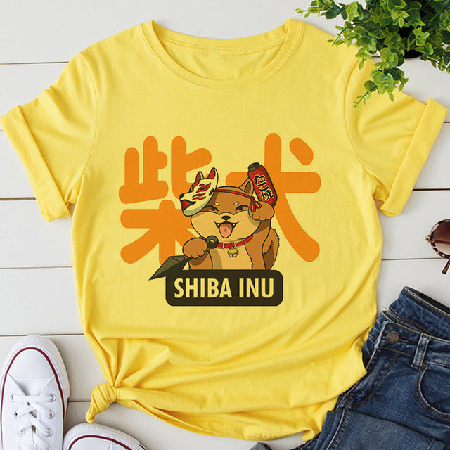 Cute Women's Cat Cartoon Pattern T-shirt