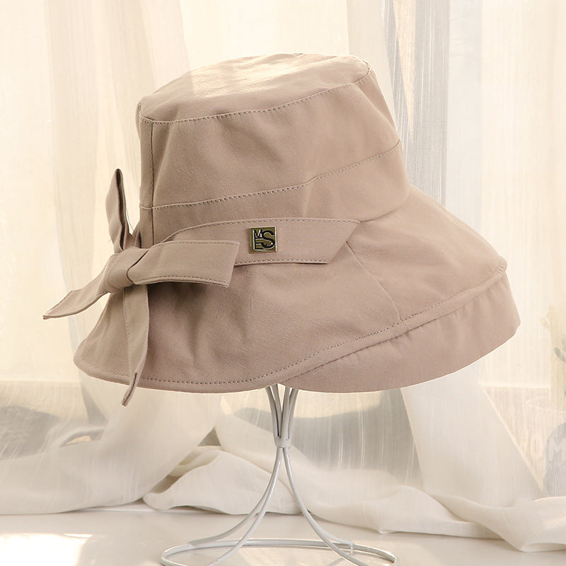 Cotton And Linen Solid Color Foldable Female Basin Hat