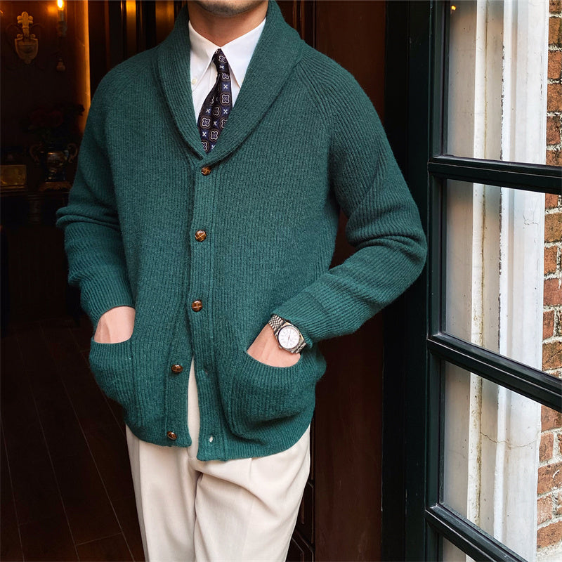 Tynd Vintage Strikket Cardigan til Mænd Retro