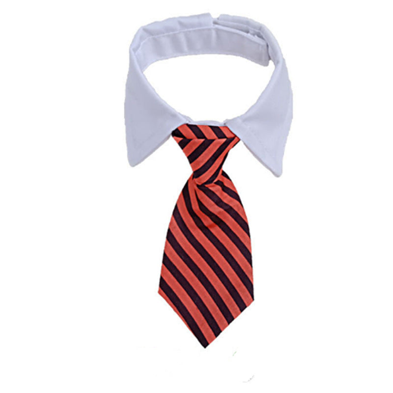 Pet Striped Tie Dog Teddy Bow Tie Scarf Blouse Collar