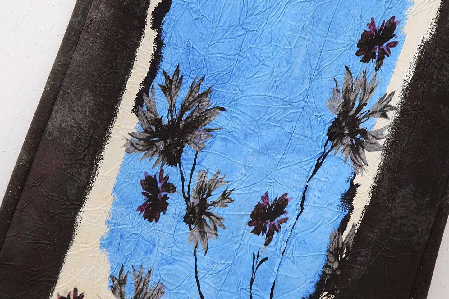 Spring New All-match Flower Print Back Slit Straight Midi Skirt