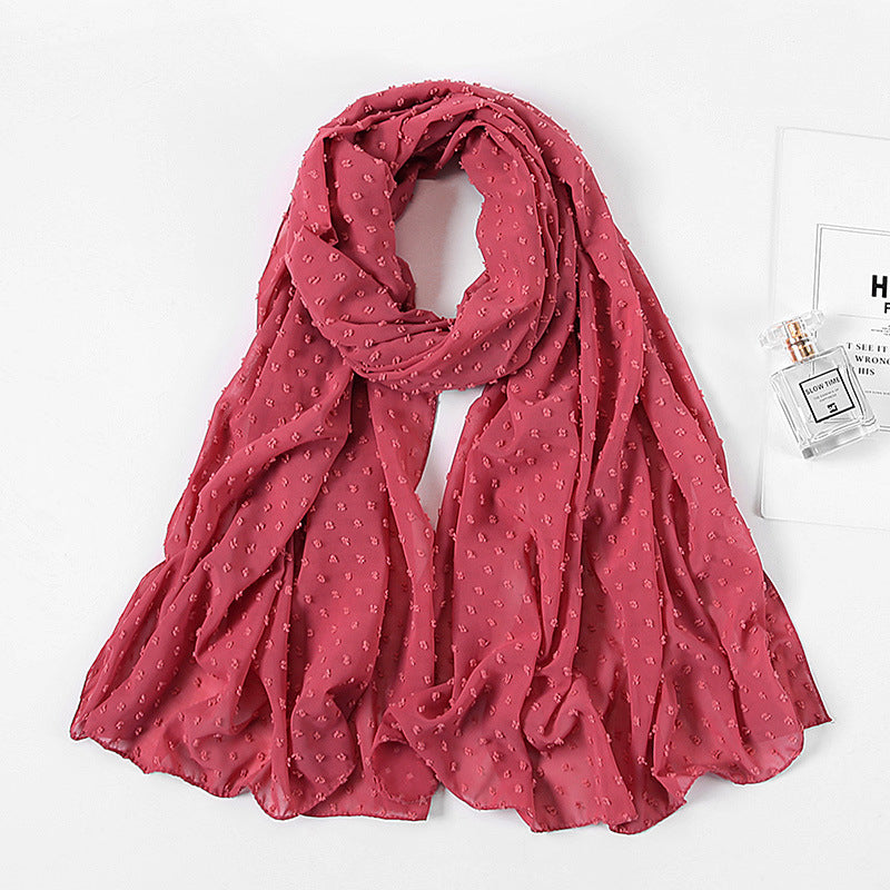 Women's Pearl Pure Color Chiffon Headscarf