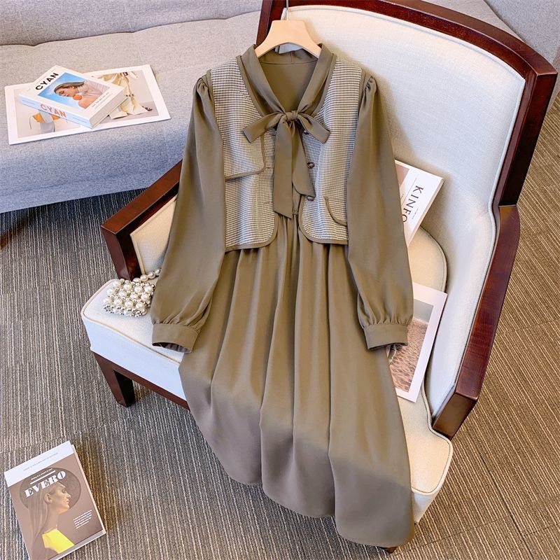 Trendy Two-Piece Set Relaxed Outerwear Skirt And Vest For Shorter Statures