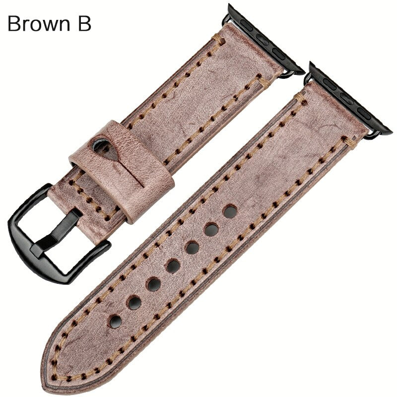 Watch strap with leather