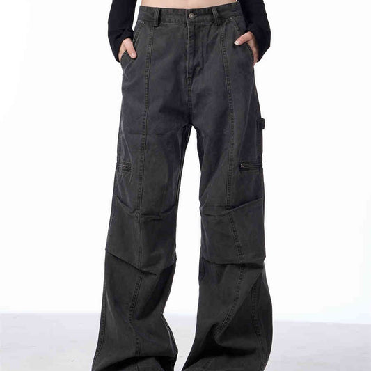 Spring Beauty Retro Maillard Washed Cargo Pants