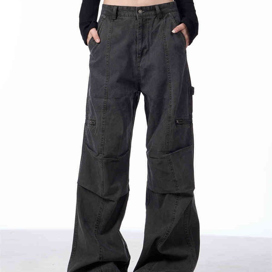 Spring Beauty Retro Maillard Washed Cargo Pants