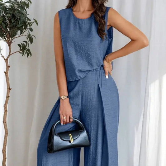 New Sleeveless Wide Leg Pants Vest Suit