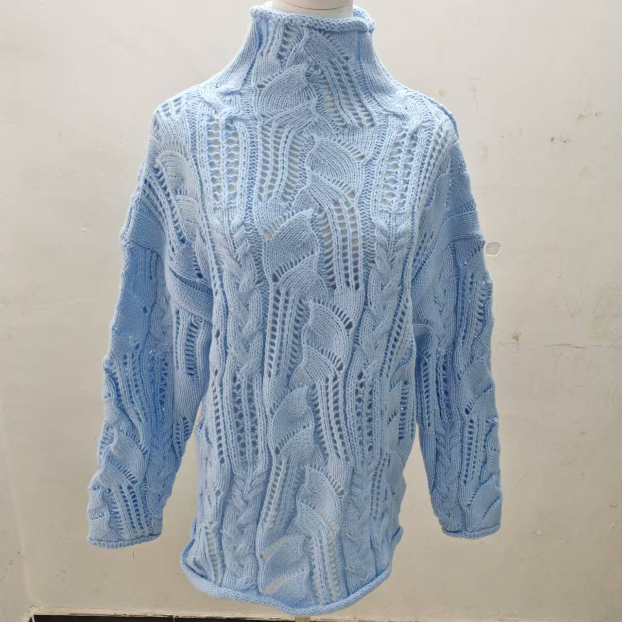 Star Same Style Solid Color Half Hollow Out Sweater